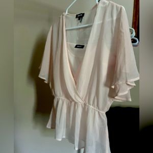 DKNY sheer pink top double layer